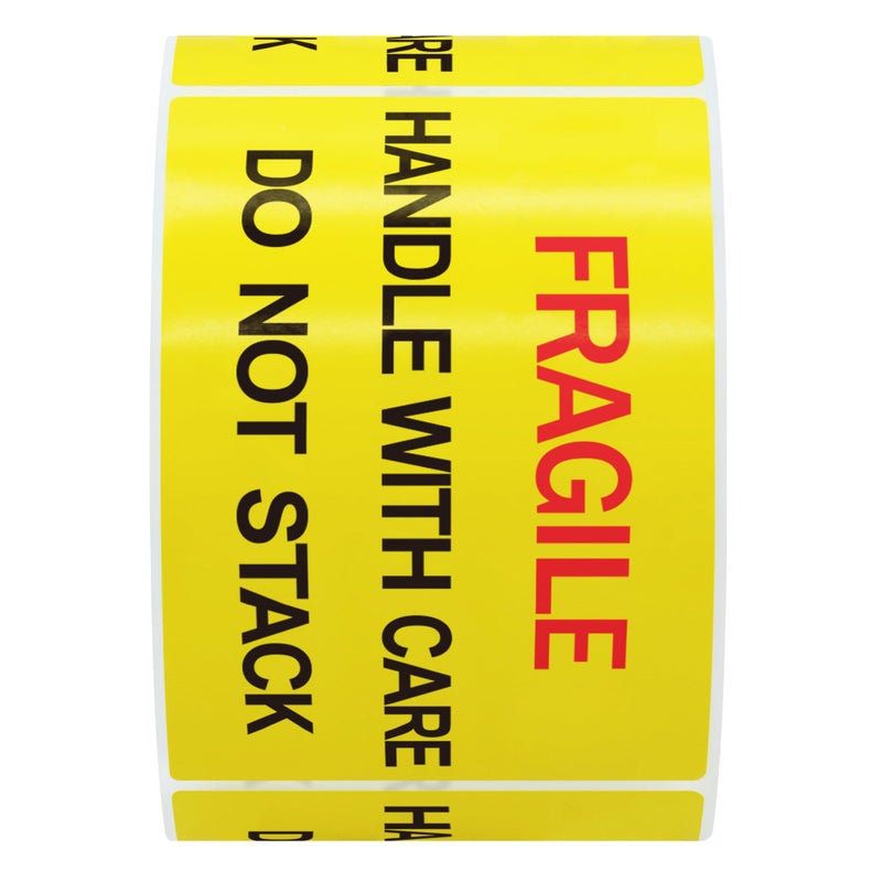 Hybsk 2x3 inch 300pcs Fragile Stickers for Shipping Moving Handle with Care Do Not Stack Yellow Warning Labels (Type 1) - Image 2